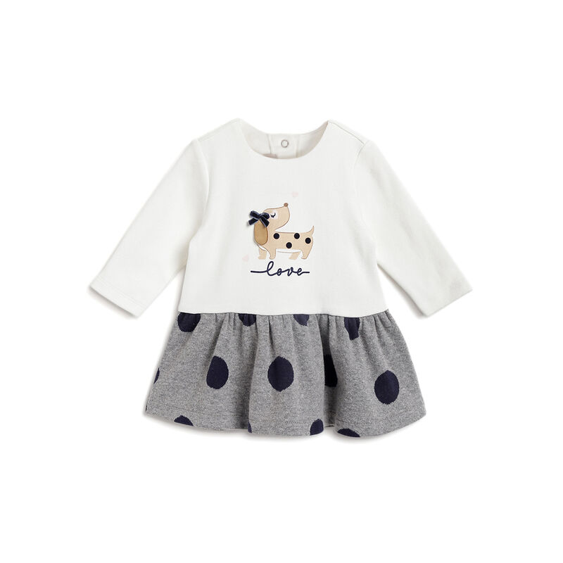 Girls Medium Grey Embellished Long Sleeve Dress image number 0